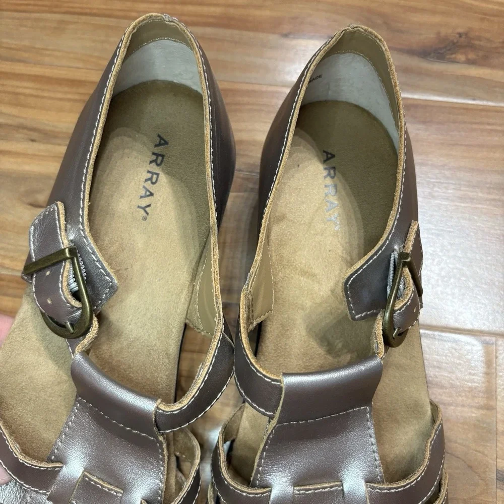 Women's Array Aruba‎ Pewter Woven Fisherman Shoe US 9.5M Buckle Leather Sandal